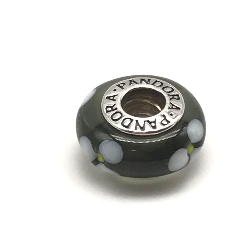 Pandora Sterling Silver Dark Floral Murano Glass Charm